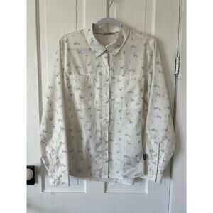 Simms women’s fly fishing pattern button up shirt XL quick dry upf lightweight